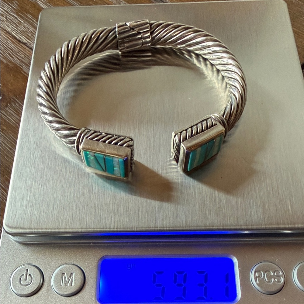 Silver and Turquoise Bracelet - Picture 2 of 13